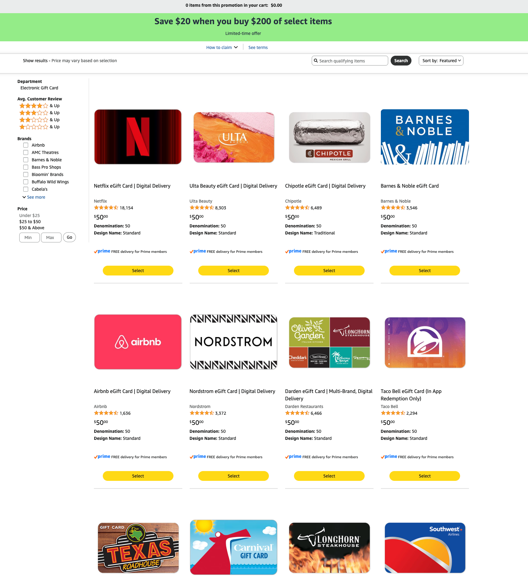 Amazon: $200 Giftcards $180 -Netflix, Chipotle
